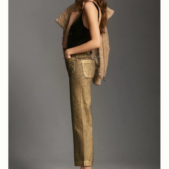 NWT The Colette Foiled Denim Cropped Wide Leg Pants by Maeve - Picture 4 of 8